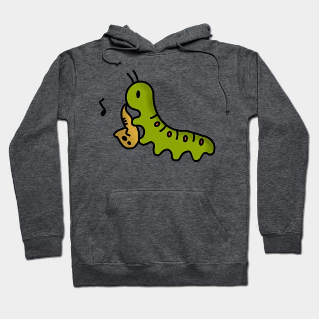 Caterpillar Playing The Saxophone Hoodie by MillerDesigns